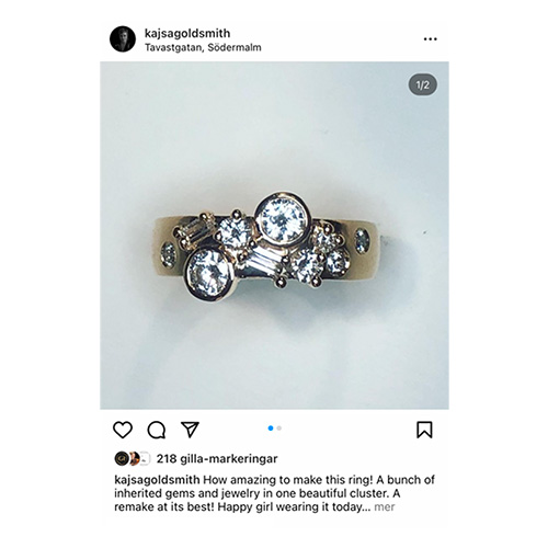 Diamantring Kajsa Åman instagramkonto